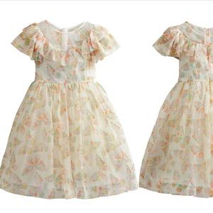 Mini Boden Cream Floral Ruffle Dress